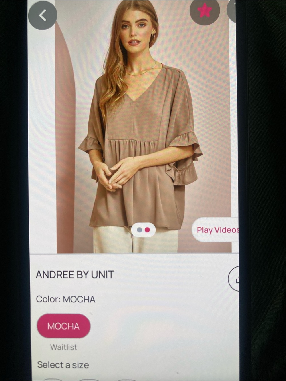 ANDREE BY UNIT Mocha V-Neck Ruffle-Sleeve Tunic